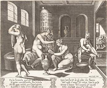 THEODOR DE BRY (AFTER HANS SEBALD BEHAM) The Fountain of Youth and a Bath House.